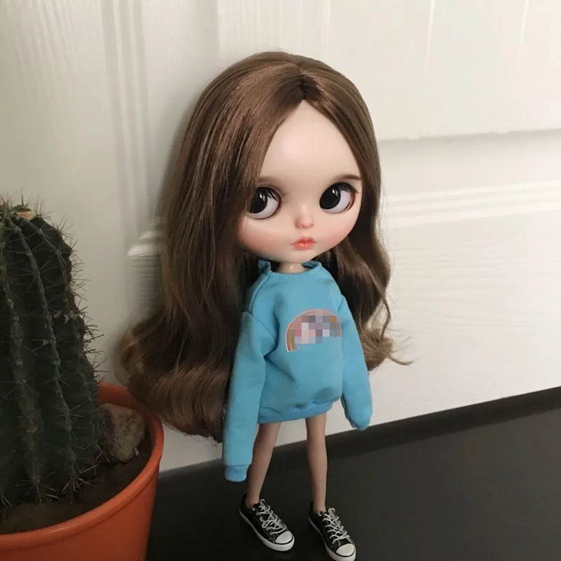 Модная толстовка с длинными рукавами для кукол 1/6 одежда Pullip синяя футболка Blyth