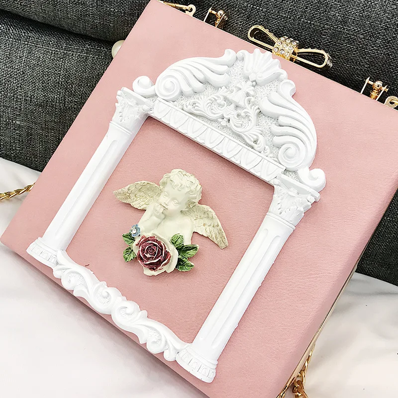 YANXI Angel Relief 3D тисненые цветы женские вечерние сумки на плечо Сумочка с жемчужной цепочкой женские сумки через плечо