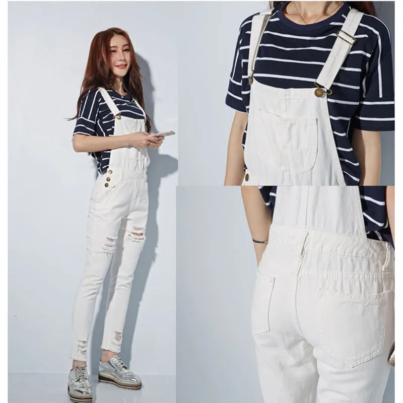 Модные женские джинсы комбинезоны Комбинезоны на бретельках хлопковые