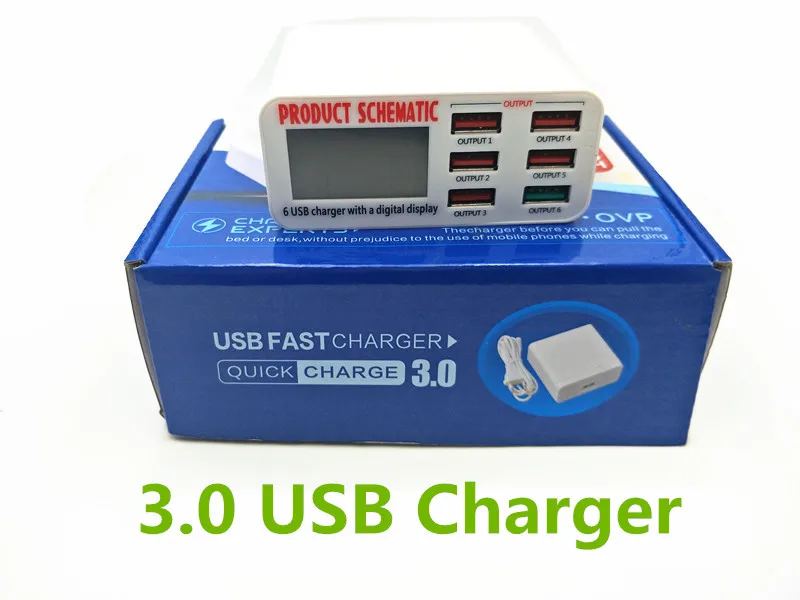 Универсальное зарядное устройство с 6 USB-портами 40 Вт 5 В А умный светодиодный