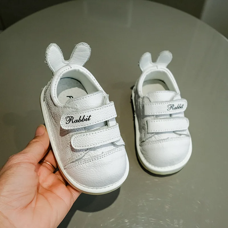 0-1 Years Old Infant Boys Girls Real Leather Casual Crib Shoe Rubble Sole Cute Rabbit Ear Soft Walking for Baby's | Мать и ребенок