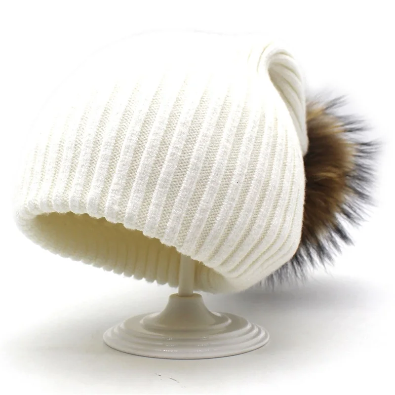 

Minhui Real Fur Hats for Women New Fashion Knitted Beanies Caps Skullies Gorro Winter Hat Scarf Necker Warmer Scarves