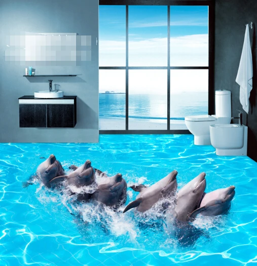 

[Самоклеющиеся] 3D Dolphin Group Show 2 Нескользящие водонепроницаемые фото самоклеющиеся наклейки на пол Настенные обои фрески печатная наклейка