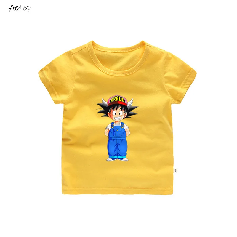 yellow 1 Детская футболка с принтом Arale летние топы с короткими рукавами для маленьких мальчиков и девочек, детская повседневная футболка 040 - Цвет: yellow 1