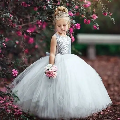 2018 Hot Sale Flower Girl Sleeveless Sequin Mesh Patchwork Tutu Dress Party Princess Formal Gown Occasion Dresses | Детская одежда и