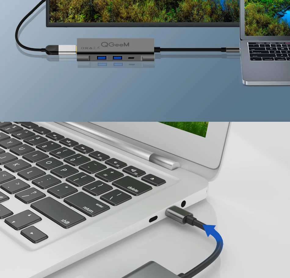 QGeeM USB C концентратор HDMI type-C концентратор к Hdmi USB 3,0 Thunderbolt 3 кард-ридер для Macbook mate20 P30 glaxy S9 S10 USB C концентратор