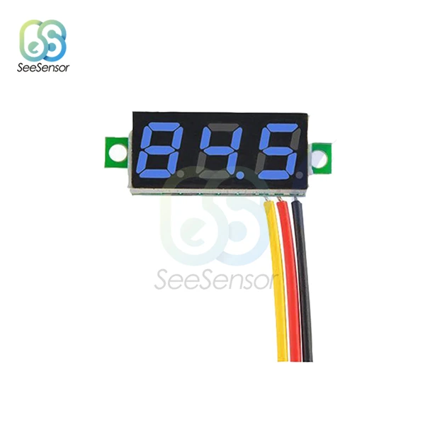 Blue 3 Wire 0,28 дюймов DC 0-100 в 12 В Мини светодиодный цифровой вольтметр измеритель напряжения Панель Вольт тестер детектор монитор красный зеленый синий желтый белый - Цвет: Blue 3 Wire
