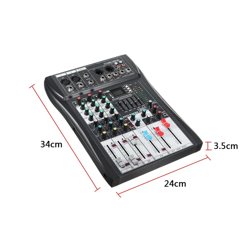 LEORY Profissional bluetooth 4 канала смесителя DJ контроллер с USB светодиодный Экран металлический DJ Mezclador диджейский пульт Беспроводной для аудио