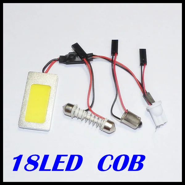 

Free Shipping car dome light panel 18LED 3W COB LED Car Panel light Interior Room Dome Car Light Bulb Lamp with 3 Adapters