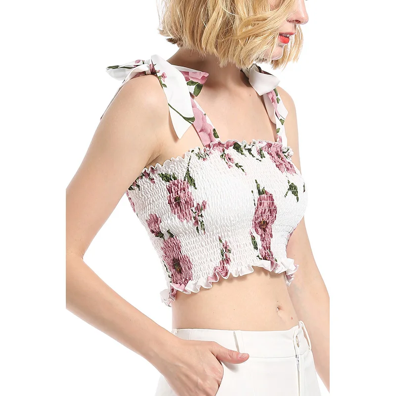 HUTOBI пикантные галстук бабочку шифон уличная Топ Для женщин Мода Ruched Pleated Crop Top Sexy