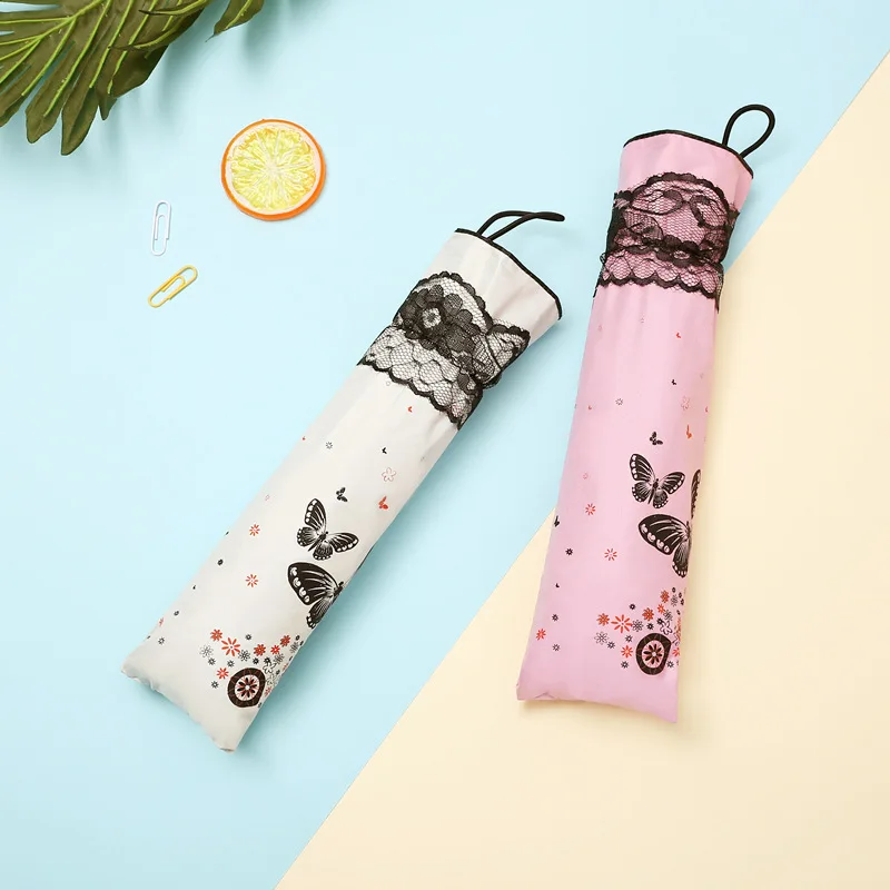 

Yesello 4 Colors Butterfly Blossom Parasol Lace Three Folding Umbrella UV Brand Sunny Rain Parasol Lace Sun Umbrella Rain Women