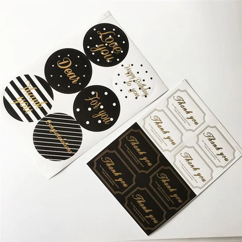 6pcs или 8pcs спасибо Круглый/квадратный дизайн Стикеры этикетки печать подарочная
