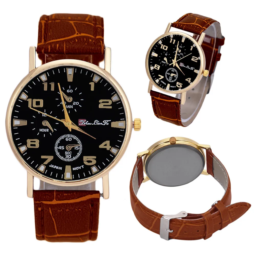 Мужские и женские часы унисекс из искусственной кожи с аналоговым ремешком