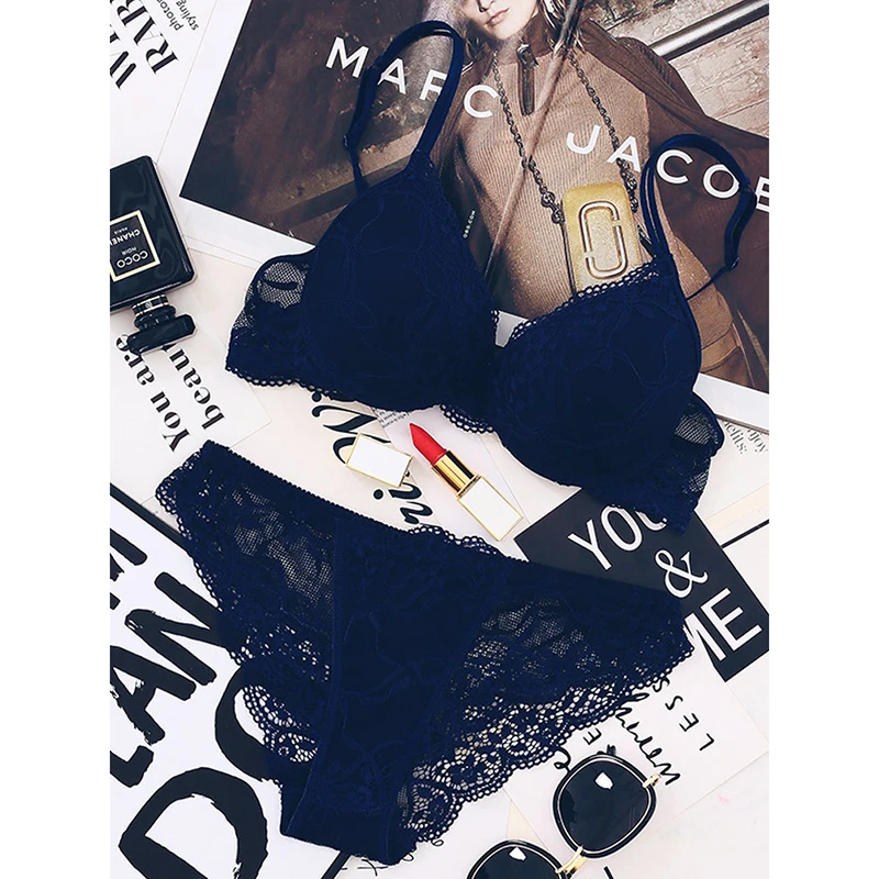 Французский кружевной комплект нижнего белья пуш-ап из толстого хлопка с