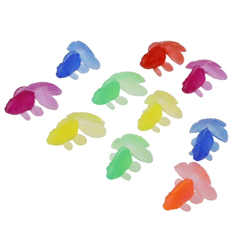 10Pcs/Lot Soft Plastic Rubber Gold Fish Fishing Toys Simulation Small Goldfish Kids Baby Water Toys