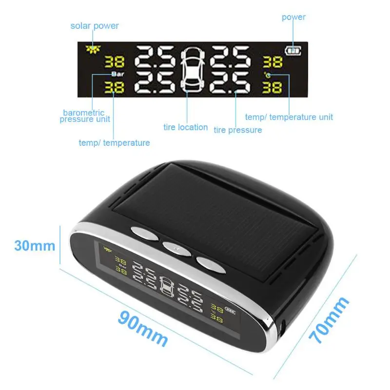 Автомобильный TPMS контроль давления в шинах солнечная энергия жк дисплей система