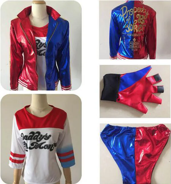 Отряд Самоубийц Харли Квин униформа косплей костюмы куртка футболка шорты