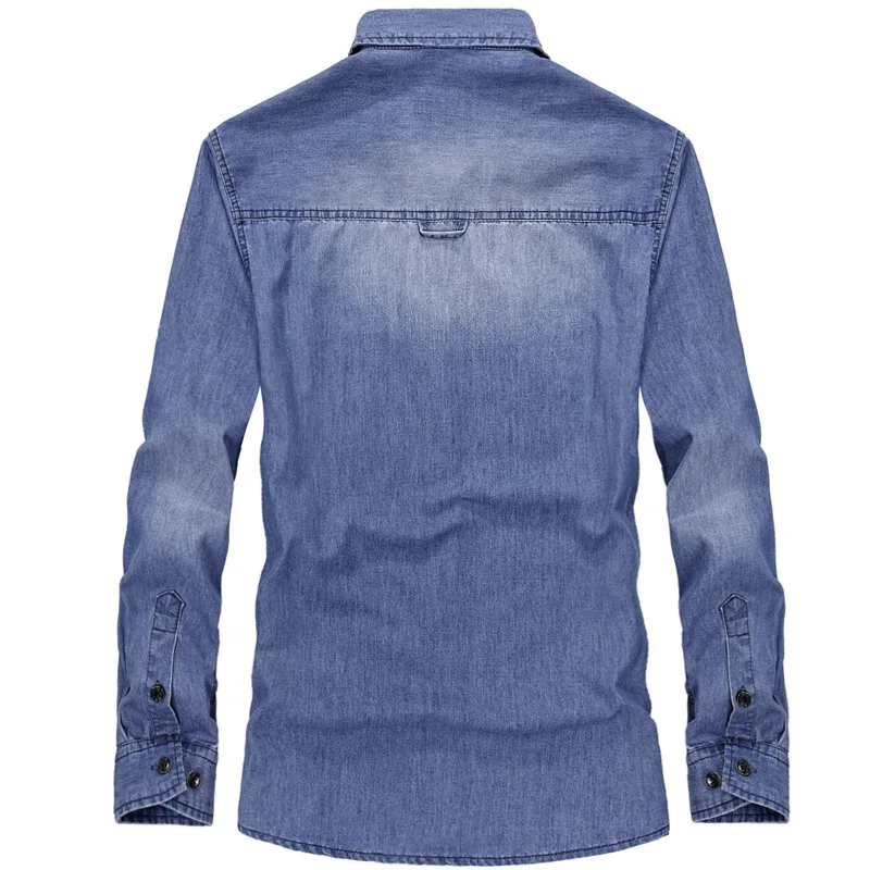Tace& Shark, мужские рубашки с длинным рукавом, высокое качество, camisa masculina, мягкий хлопок, ковбойский стиль, модная Ретро джинсовая рубашка для мужчин, бренд