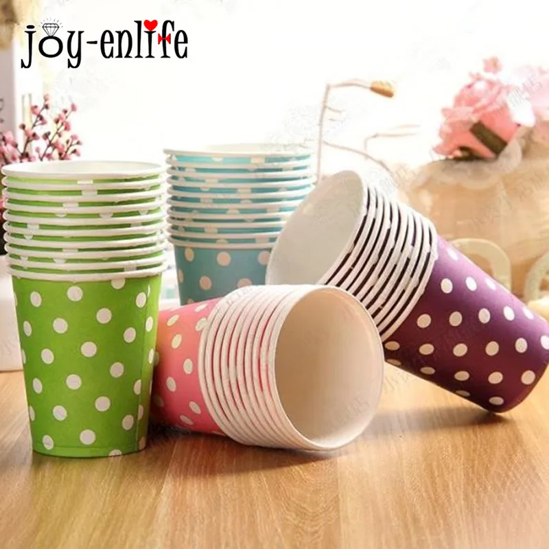 JOY ENLIFE 10 шт красочные одноразовые бумажные стаканчики в горошек Питьевая чашка