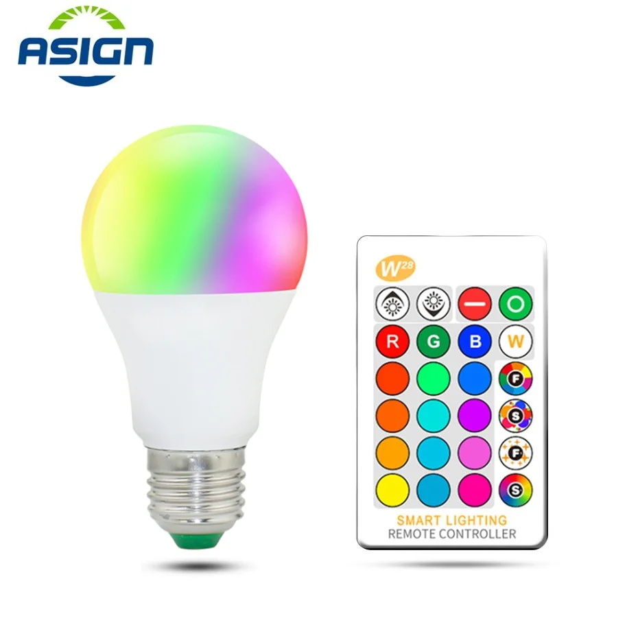 Светодиодная RGB лампа E27 E14 AC110V 220V 3W 5W 10W 15W светодиодный светильник с регулируемой