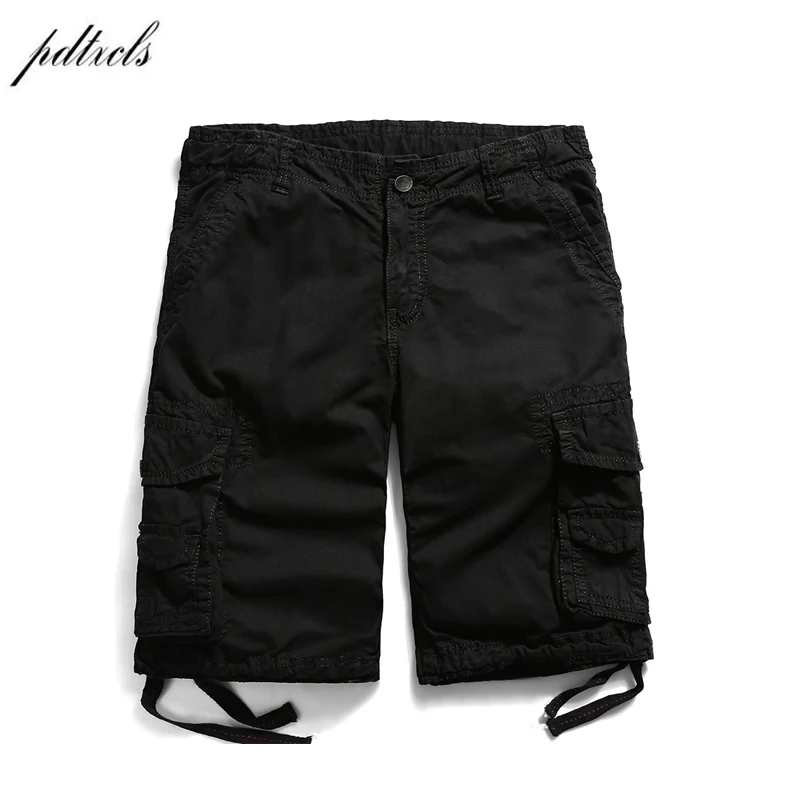 

PDTXCLS 2018 Summer Cotton Cargo Shorts For Men Casual Military Solid Tactical Knee Length Mens Shorts Masculino 12 Colors