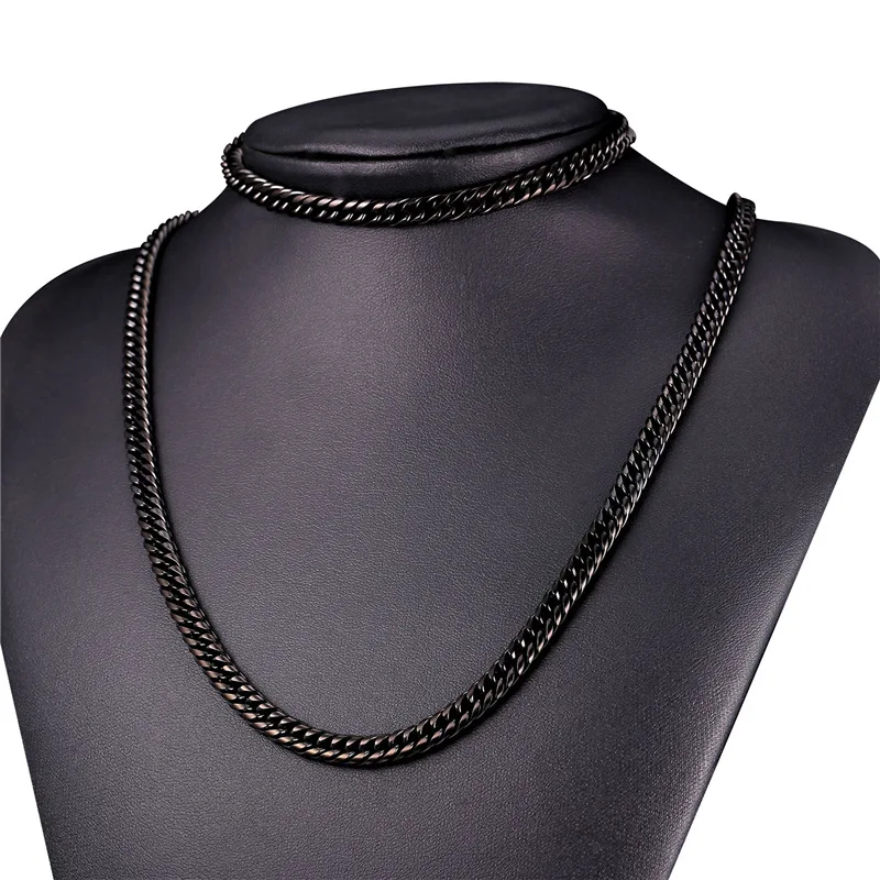 2016 6 мм нержавеющая сталь черная цепочка комплекты ювелирных изделий для мужчин