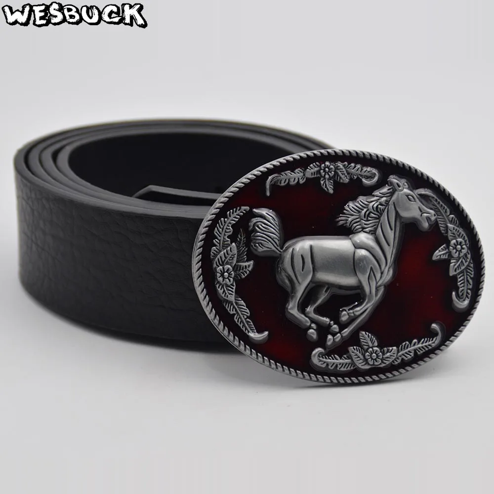 5 PCS MOQ WesBuck бренд пряжки “красная лошадь” из металлические ремня для человек Для
