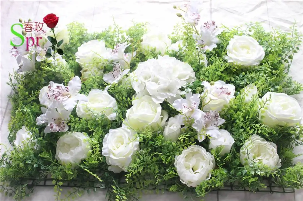 

SPR Free Shipping 10pcs/lot Artificial rose & peony &hydrangea flower wall wedding backdrop artificial flower plastic panel wall
