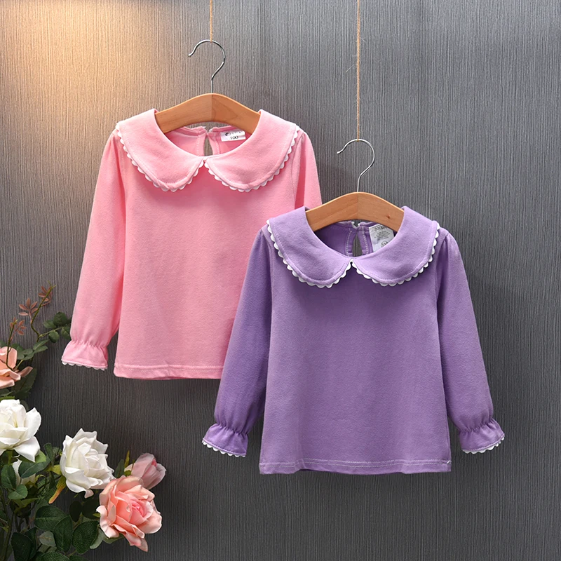 baby girls clothes spring t-shirts long-sleeve lovely princess tshirt cotton o-neck female children clothing top tees