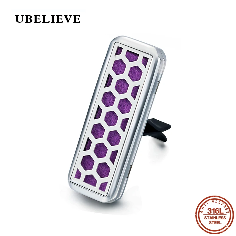 UBELIEVE, модный автомобильный диффузор воздуха из нержавеющей стали 316L, диффузор эфирного масла для автомобиля ароматерапия с парфюмом, ожерелье, медальон