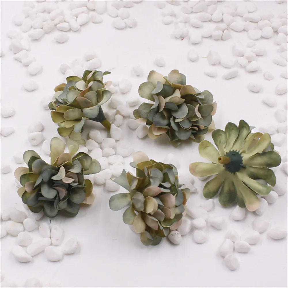 4CM Head 5PCS Artificial Silk Small Carnations Fake Chrysanthemum Hydrangea Heads DIY Decoration For Wrist Corsage Hat Bouquet | Дом и сад
