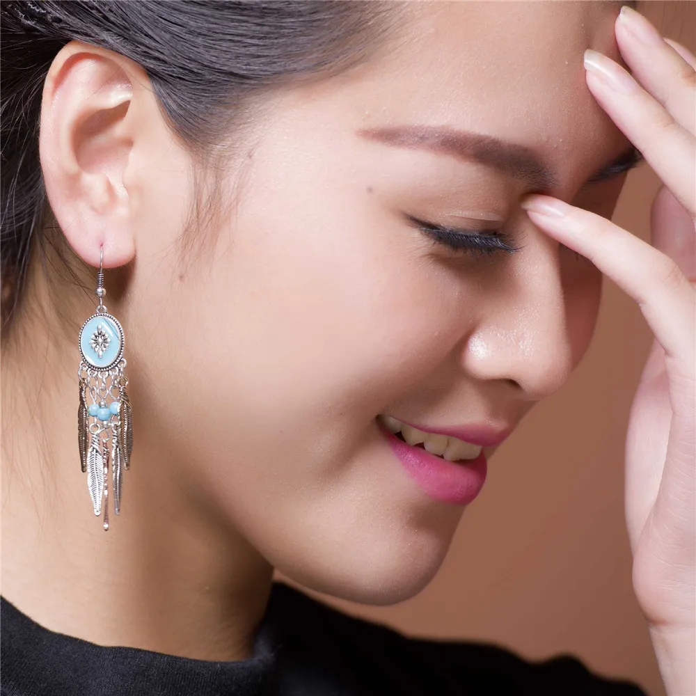 серьги с камнями Бирюзовый Камень Серьги Племенных лос aritos Индийский Индеец