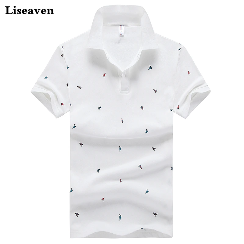 Liseaven Brand Men's Polo Shirts Cotton Print Polos Short Sleeve Camisas Men Tops Summer Male Shirt | Мужская одежда