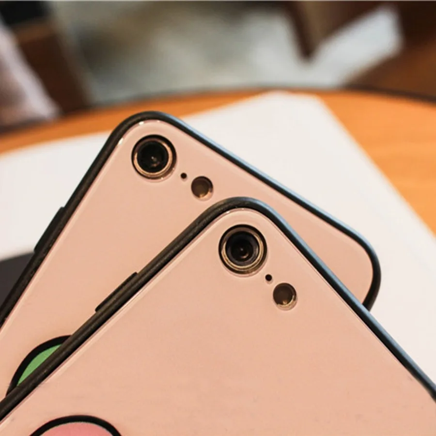 Cute Lovers Couples Tempered Glass Case for iPhone X XS Max XR 7 8 Plus Painted Flower Grass Pattern Soft TPU Cover Back |