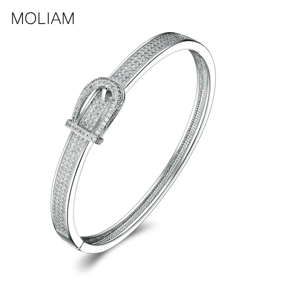 MOLIAM уникальный дизайн браслет в форме пояса для женщин Серебряный Цвет Кристалл