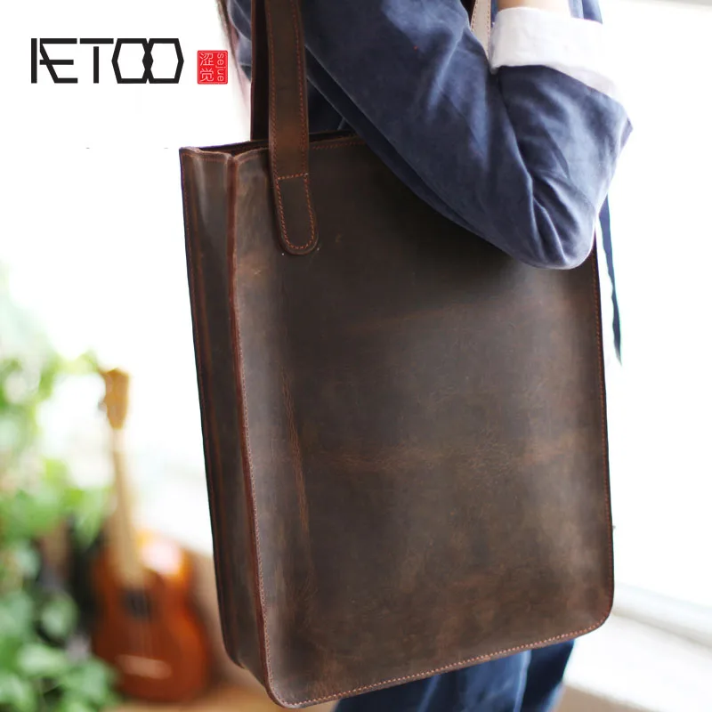 AETOO ручной работы воловья кожа дикой лошади сумка на плечо женские мужские модели