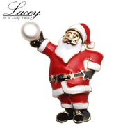 new design santa claus brooch jewelrynatural pearls brooch christmas gift