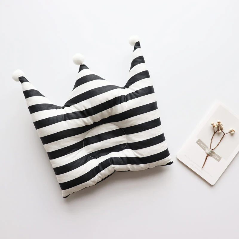 Black Stripe Нескользящая подушка для новорожденных с плоской головкой, украшение для детской комнаты, милая Корона, детская подушка для кроватки, детские постельные аксессуары - Цвет: Black Stripe