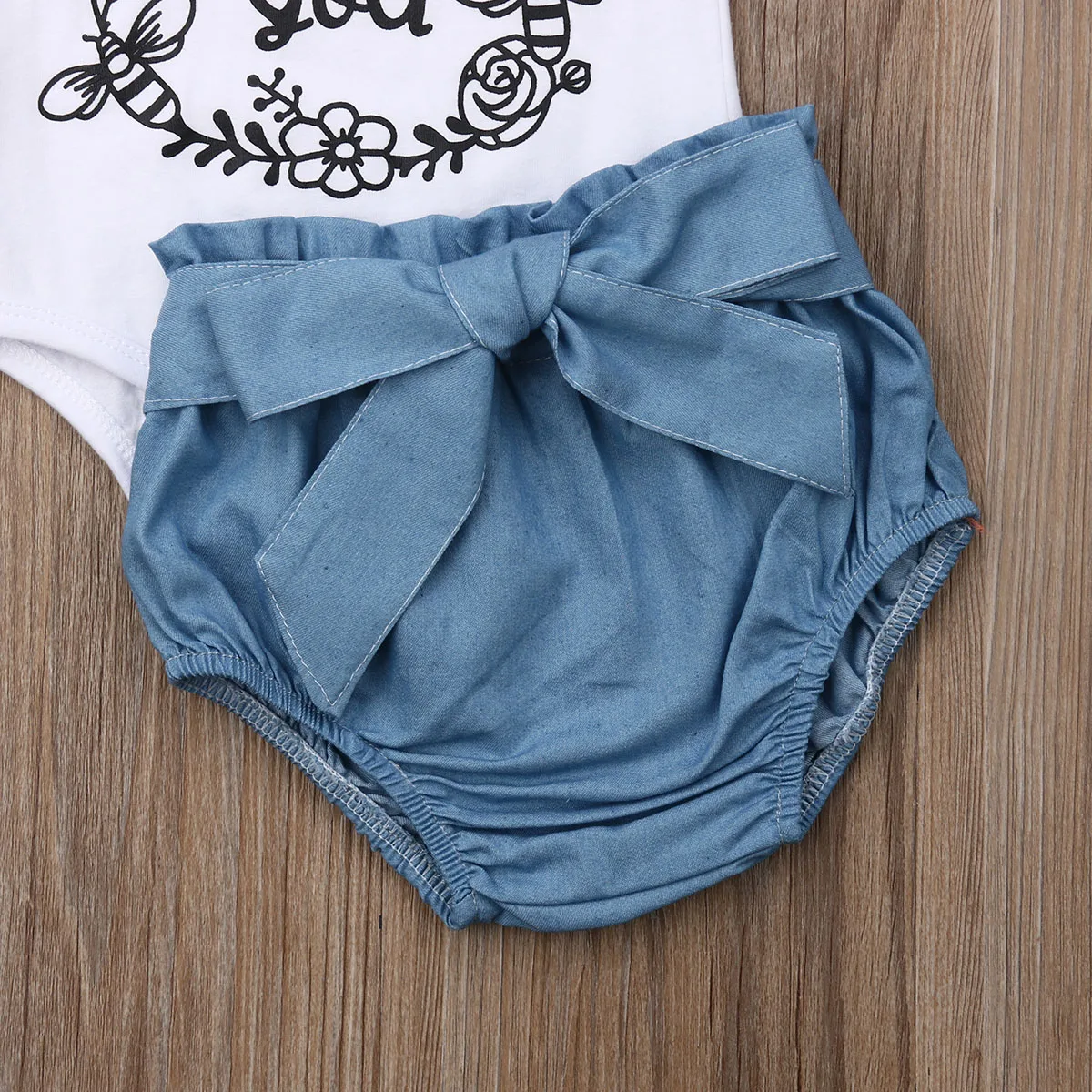 2 шт. хлопковые топы и джинсовые шорты для девочек|Комплекты одежды| |