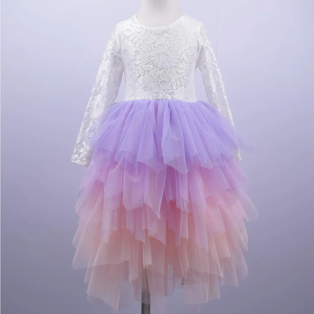 Spring Autumn Girls Princess Dress Baby Girl Clothes Kids Lace Backless Tutu Party Long Sleeve Dresses Children Vestidos S9149 | Детская