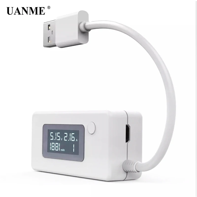 UANME Белый Micro USB зарядное устройство Емкость батареи Напряжение Ток тестер метр детектор с ЖК-дисплей для мобильного смартфона power Bank