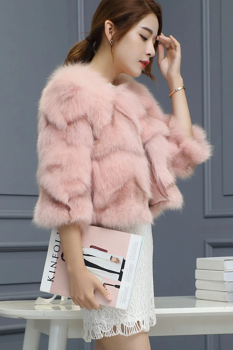 Шуба женская из натурального Лисьего меха модная верхняя одежда - купить по