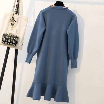 Женское тонкое платье с оборками однотонное длинными рукавами в Корейском стиле