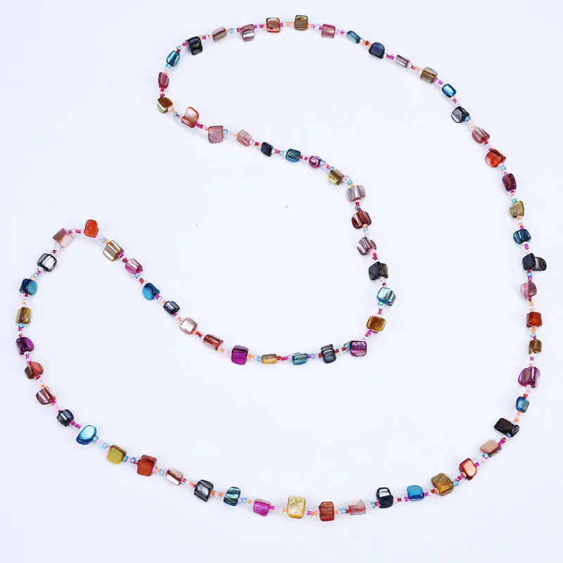 Ожерелье женское с жемчужинами красивое цветное колье 7*10 мм бусинами