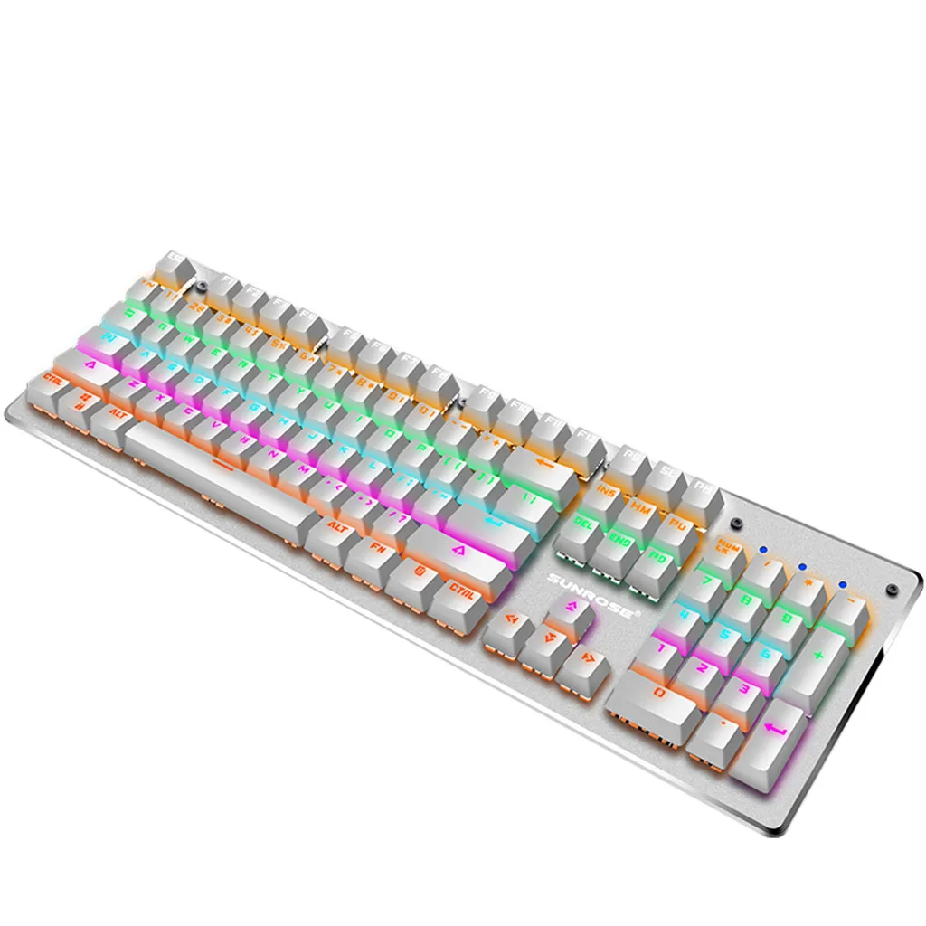 Игровая механическая клавиатура с RGB подсветкой 104 клавиши синий переключатель