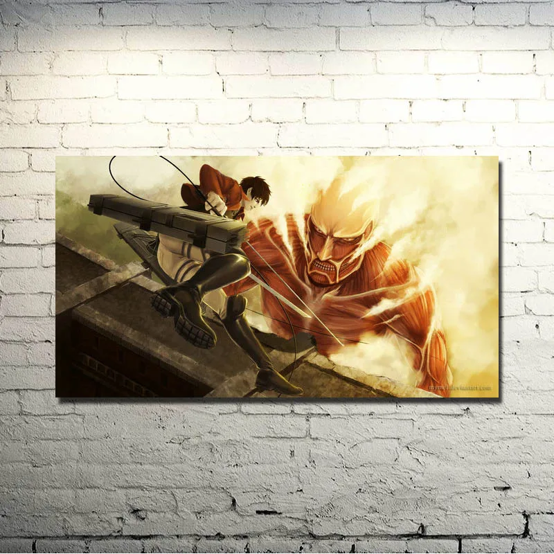 

Titan Eren Mikasa Armin Levi Anime Art Silk Fabric Poster Print 13x20 24x36 Inches Pictures For Room Decor 016
