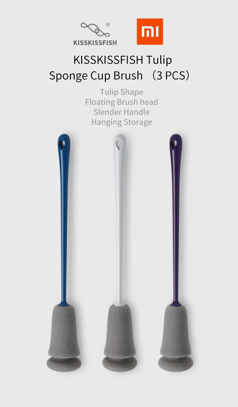 Xiaomi Mijia Kis Skiss Fish 3 шт. губка чашка щетка с длинной ручкой сменный инструмент для очистки кухни мягкая губка щетка