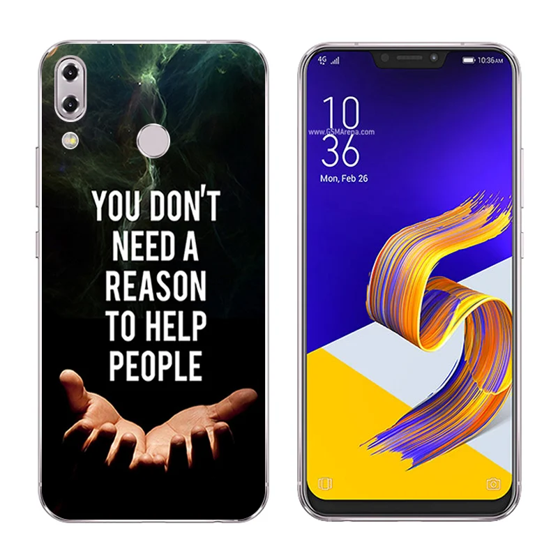 6 2 дюйма для Asus Zenfone 5z ZS620KL чехлы телефонов 5 ZE620KL черная с буквенным принтом Мягкая