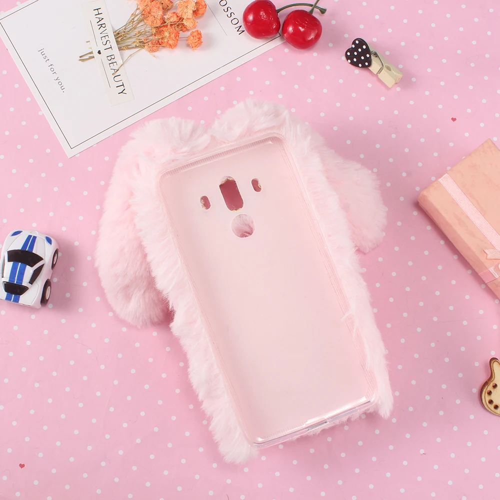 Чехол из меха кролика для huawei Y5 Y6 II/mate 9 10Pro/Y5 6 7 Prime Y9 /Nova 3i/Honor 10/8X/7A/Play Cony Hairy из ТПУ