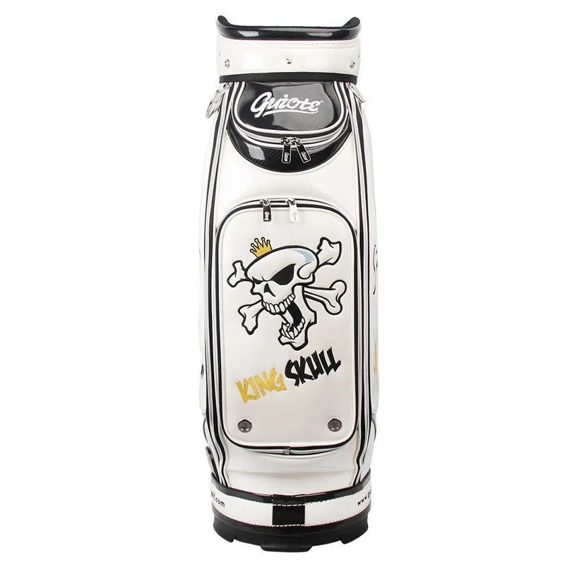 [2 цвета] KING SKULL& X-Bones Golf Caddie сумка для клюшек PU кожаная сумка для гольфа с дождевиком 5-way для мужчин и женщин